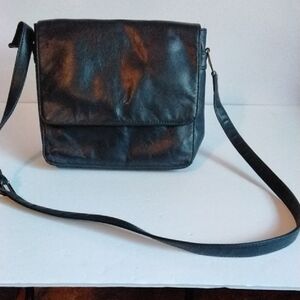 Laura Scott Black Leather Shoulder Bag Vintage.